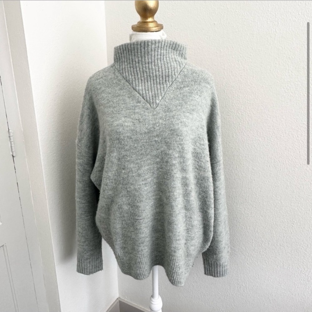 MADEWELL Women's Mock Funnel Neck Sweater SZ XL Green